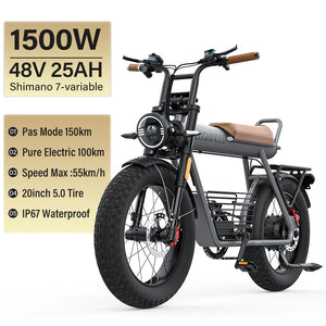 Coswheel Electric Bike CT20S 2000W Motorcyle Drit bike Ebike 20 Inch Fat Tire Bicycle 60V 27.5AH Bikes Adult Electric Bicycle