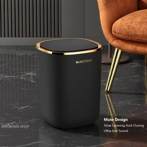 12L Black Bathroom Smart Sensor Trash Can Luxury Garbage Bucket Automatic Trash Bin For Kitchen Toilet Wastebasket Smart Home