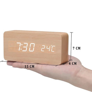 Alarm Clock for Bedrooms Bedside Table Wooden Desk Decor Wake Up Table Clock With Temperature Led Digital Clock Light Dawn