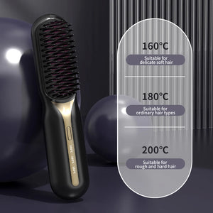 Hot Comb Hair Straightener Electric Heating Comb Fast Heating Portable Travel Anti-Scald Beard Straightener Curling Hot Comb