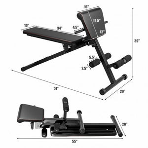 Multi-Functional Adjustable Full Body Exercise Weight Bench - Color: Black - Stereotech