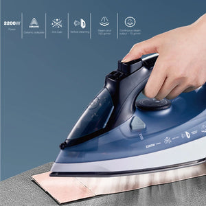 Steam iron hand-held hanging electric with cord for wet and dry use 2200W Portable Clothes Pressing Laundry Appliances Household - Stereotech