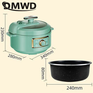 DMWD 3L Electric Pressure Cooker Intelligent Rice Cooker Hot Pot Automatic Stewing Soup Pot Fryer Cake Maker For 3-5 People