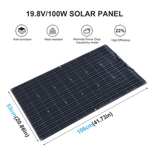 12V 100W Flexible Solar Panel 19.8V 100 W 200 Watt Solar Panels kit complete Controller for RV Boat Car Home  Battery Charger - Stereotech