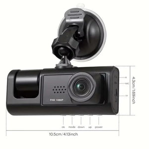 3 Channel DashCam 1080P FHD Car Camera, Front Rear Inside 3-Lens Car DVR Recorder, Equipped 2" IPS Screen Vehicle Camera