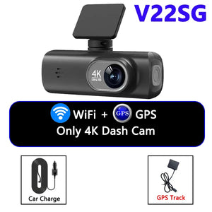 UHD 4K Dash Cam Dual Lens Driving Recorder Car DVR 1080P Rear Lens Camera Built-In WiFi GPS 24-Hour Parking Monitoring Black Box