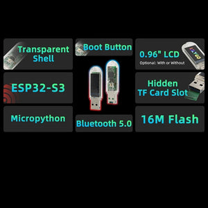 T-Display Nerdminer T-Dongle-S3 With LCD Bitcoin Hashrate 70KH/S 16M Flash Support Wifi Bluetooth Tfcard USB