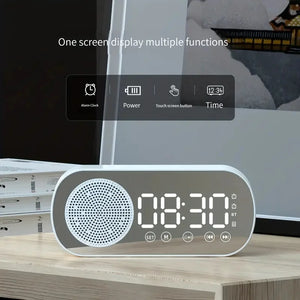 Wireless Bluetooth Speaker Clock Dual Alarm Support TF Card FM Radio HIFI Sound Quality Digital Desk Clocks Home Decoration