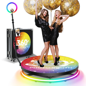 Portable 360 Photo Booth Rotating Machine For Picture Automatic 360 Spinning PhotoBooth Flight Case 80 100 115cm Party Wedding