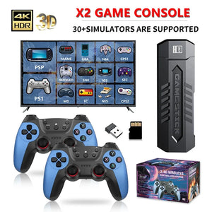 Video Game Stick X2  4K Video Game Stick Console 2.4G Double Wireless Controller  4K HD30000 Games 128G Retro Games Xmas Gift