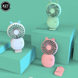 Mini Pocket Fan USB Chargeable Mini Fan Handheld Fans with Base Summer Outdoor Portable Hand Hold Wireless Fan with Phone Holder