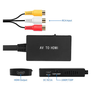 HDMI To RCA AV/CVBS Adapter HD Video Converter Box RCA AV/CVSB L/R To HDMI Video 1080P Mini HDMI To AV Support DVD/VCR/TV/PS3