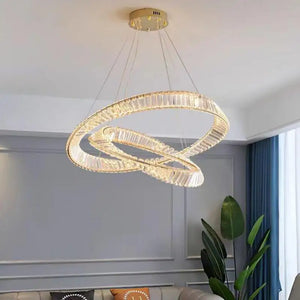 Modern Living Room Led Dimmable Pendant Lights Luxury Gold Irregular Ring K9 Crystal Pendant Lamp Led Luminarias Lamp Fixtures