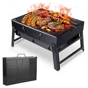 Folding Barbecue Grill Outdoor Portable High Temperature Grill Resistant Assembly Household Easy Charcoal Charcoal H8P9 - Stereotech