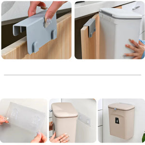 7L / 9L Wall Mounted Trash Can Bin With Lid Waste Bin Kitchen Cabinet Door Hanging Trash Bin Garbage Car Recycle Dustbin Rubbish