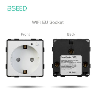 BSEED 1/2/3Gang 1/2Way Wall Button Switch Part Wall Power Socket Electrical Outlets Glass Frame DIY Module Part Free Combination