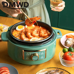 DMWD 3L Electric Pressure Cooker Intelligent Rice Cooker Hot Pot Automatic Stewing Soup Pot Fryer Cake Maker For 3-5 People