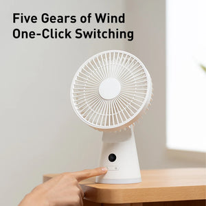 Vissko USB Desk Fan Strong Airflow & Quiet Operation Three-Speed Wind Mini Table Fan 3600mAh for Home Office Bedroom - Stereotech