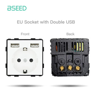 BSEED 1/2/3Gang 1/2Way Wall Button Switch Part Wall Power Socket Electrical Outlets Glass Frame DIY Module Part Free Combination