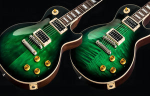 1959 Slash Anaconda Burst Flame Maple Top Green Electric Guitar Dark Brown Mahogany Body, Tuilp Tuners, Chibson Guitars