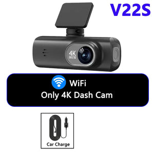 UHD 4K Dash Cam Dual Lens Driving Recorder Car DVR 1080P Rear Lens Camera Built-In WiFi GPS 24-Hour Parking Monitoring Black Box