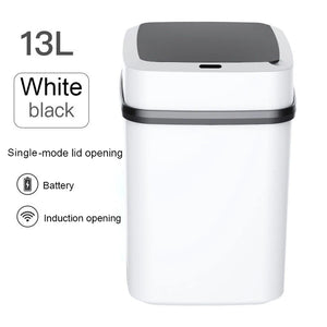 13/15L Smart Trash Can with Lid Automatic Sensor Smart Garbage Bucket for Bathroom Living Room Kitchen Electric Waste Bin