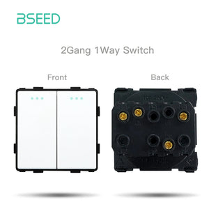 BSEED 1/2/3Gang 1/2Way Wall Button Switch Part Wall Power Socket Electrical Outlets Glass Frame DIY Module Part Free Combination