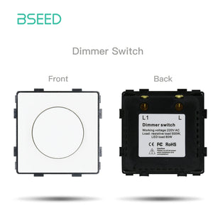 BSEED 1/2/3Gang 1/2Way Wall Button Switch Part Wall Power Socket Electrical Outlets Glass Frame DIY Module Part Free Combination