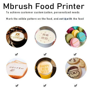 Mbrush Inkjet Coffe Printer Pattern Printer Portable Mini Handheld Color Printer Suitable for Cake Macaron Pattern Custom Print