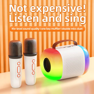 Y5 Karaoke Machine Portable Bluetooth 5.3 PA Speaker System with 1-2 Wireless Microphones Home Family Singing Children's Gifts