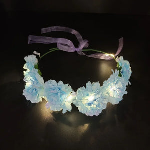 1pc  Adjustable Girl Glow Headband with LED Light Flowers Wreath Crown Hairband for Wedding Birthday Glow Party Hair Accessories