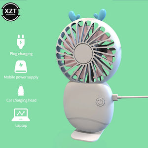 Mini Pocket Fan USB Chargeable Mini Fan Handheld Fans with Base Summer Outdoor Portable Hand Hold Wireless Fan with Phone Holder