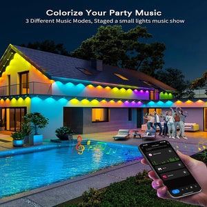 15M Outdoor Eaves LED Light String Kit Controller Work With Alexa Google Home Assistant Eaves Light Party Christmas Decoration