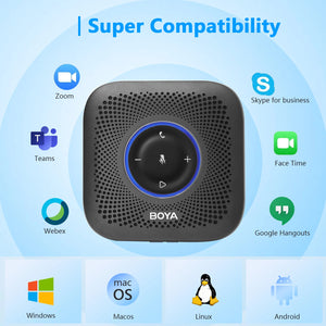 BOYA Blobby Pro Bluetooth Speakerphone with 4 Mics Noise Reduction USB Conference Microphone for Meeting Online Classe Streaming