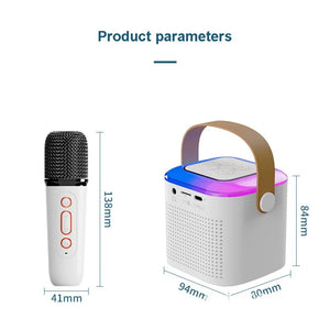 Y1 Microphone Karaoke Machine Bluetooth Speaker 5.3 System with 2 Wireless Mic RGB Light Home Family Singing Speaker Kid Gift