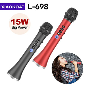 XIAOKOA L-698 15W Wireless Karaoke Microphone Bluetooth Speaker 4000mah 2in1 Handheld Sing&Recording KTV Player for iOS/Android