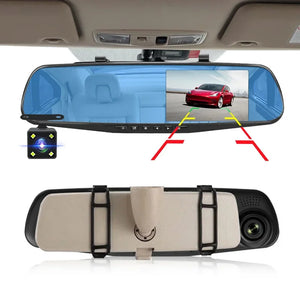 HAOGU Dashcam Car Dvr 4.3 Inch Mirror FHD 1080P Camera Dual Lens DVR  Rearview M Dash  Car Video Recorder Auto