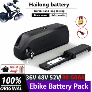 100% Original 36V 48V 52V Hailong Battery 30Ah 40AH 50Ah WithBMS ，For 350W 500W 750W 1000W motor Electric Mountain Bike