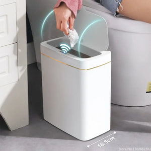 15/18L Smart Sensor Trash Can Garbage Bucket Waterproof Narrow Seam Automatic Trash Bin Wastebasket for Kitchen Toilet Bedroom