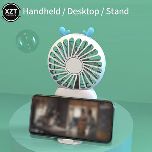 Mini Pocket Fan USB Chargeable Mini Fan Handheld Fans with Base Summer Outdoor Portable Hand Hold Wireless Fan with Phone Holder