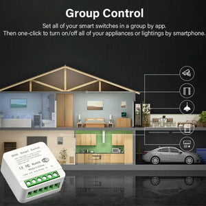 NEW Tuya Smart Life WiFi mini Smart Switch Alexa Google App/voice Remote Control 2-way control diy Switch module 16A