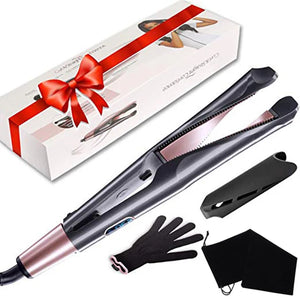 2 In 1 Pro Twist Hair Straightener And Curler Spiral Wave Curling Gold Titanium Flat Iron Straightening Curling Styling Tool