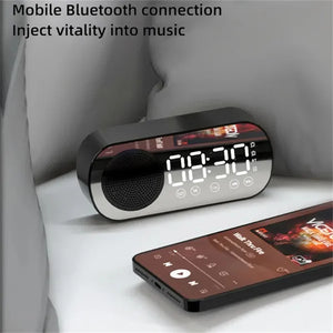 Wireless Bluetooth Speaker Clock Dual Alarm Support TF Card FM Radio HIFI Sound Quality Digital Desk Clocks Home Decoration