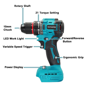 10mm Electric Brushless Drill 2-Speed Self-locking Cordless Drill Screwdriver 60-100Nm Torque Power Tools For Makita 18V Battery