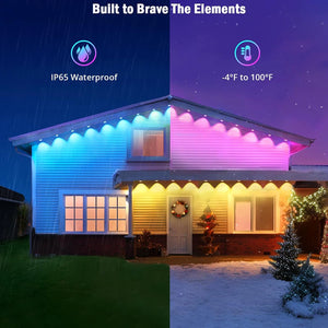 15M Outdoor Eaves LED Light String Kit Controller Work With Alexa Google Home Assistant Eaves Light Party Christmas Decoration