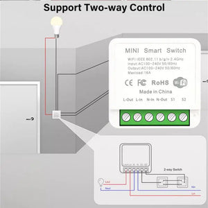 NEW Tuya Smart Life WiFi mini Smart Switch Alexa Google App/voice Remote Control 2-way control diy Switch module 16A