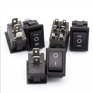 100pcs KCD1 4Pin 2Pin 3Pin 21*15mm ON-OFF Black Boat Car Rocker Switch 6A/250V 10A/125V AC With Red Green Light Switch