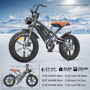 Jansno Electric Bicycle 20*4.0 Fat Tire 750W Motor 48V14AH Lithium Battery Road Electric Bike Adults Mountain EBike