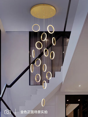 Pendant lamp new sitting room big droplight contracted light luxury villa hotel lobby double entry stair droplight