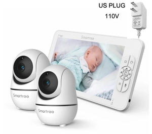 SM70V2 7" 1080P HD Split Screen Video Baby Monitor with two Camera, Hack Proof, Remote Zoom/Pan/Tilt, 4000mAh Battery